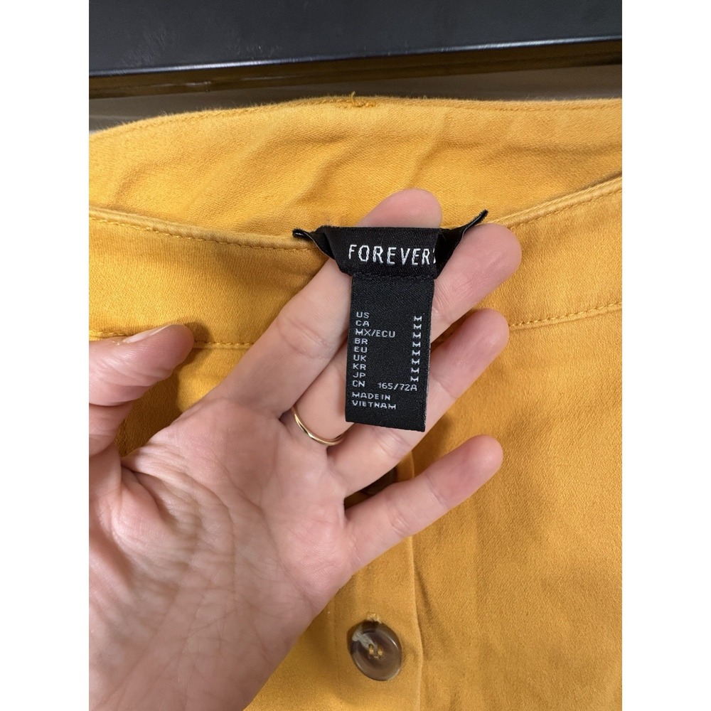 Forever 21 Women's 100% Cotton Corduroy Mustard Mini Skirt With Pockets Size M - Picture 2 of 4
